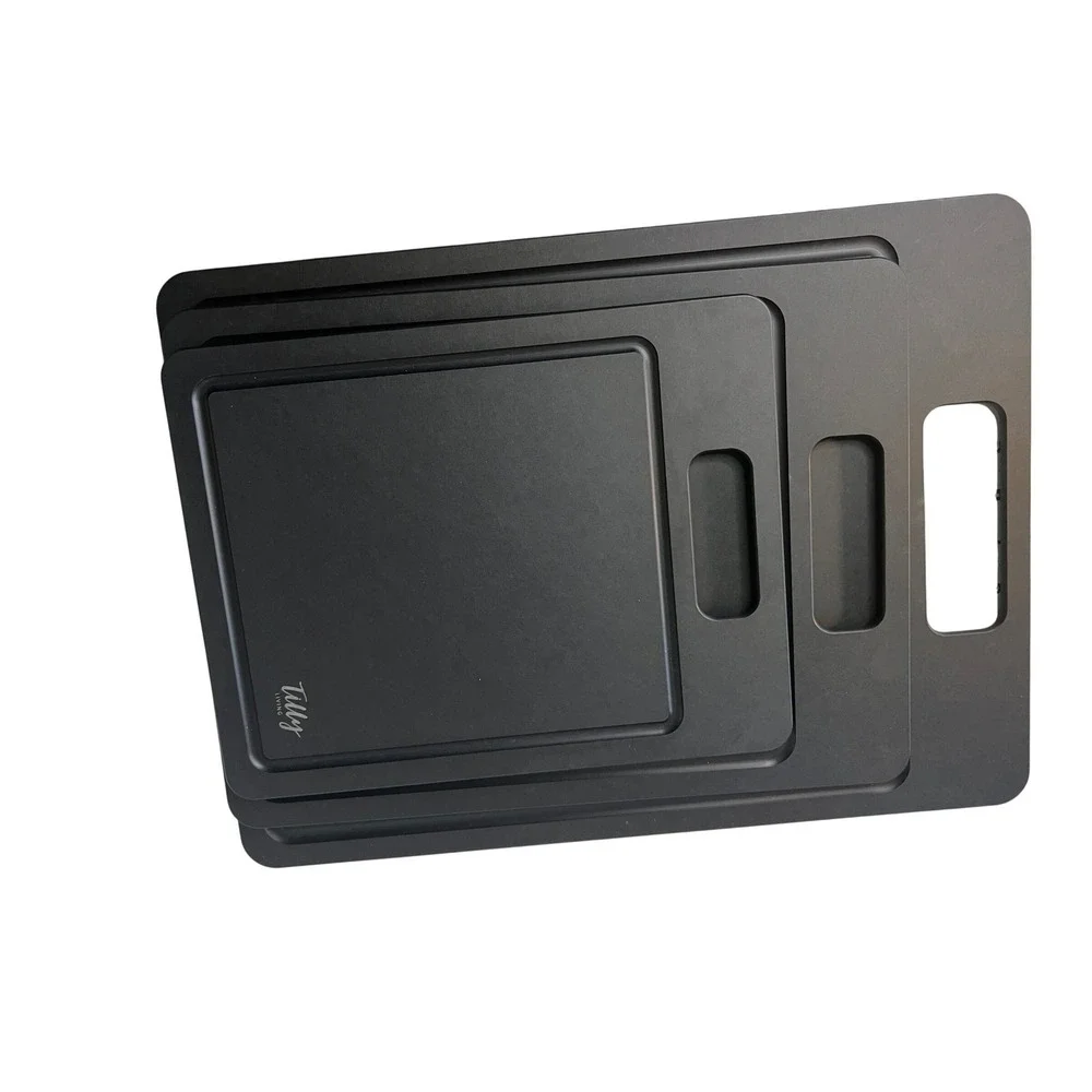 Tilly Living Grainbond Wood Fibre Chopping Board 3 Piece Set in Black‎ Groove
